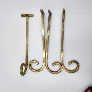 Lot of 4 metal Curtain Tie Back gold Brass holders hooks 8"